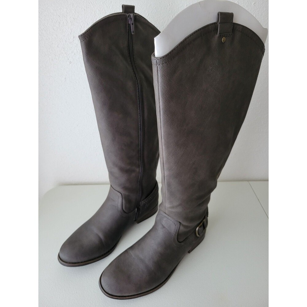 G.H. Bass & Co. Adrina Knee High Leather Riding Boots Gray Brown Wide Calf W 9M - Picture 12 of 16